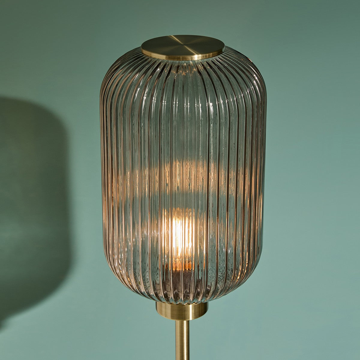 Antique Brass Plate & Grey Glass