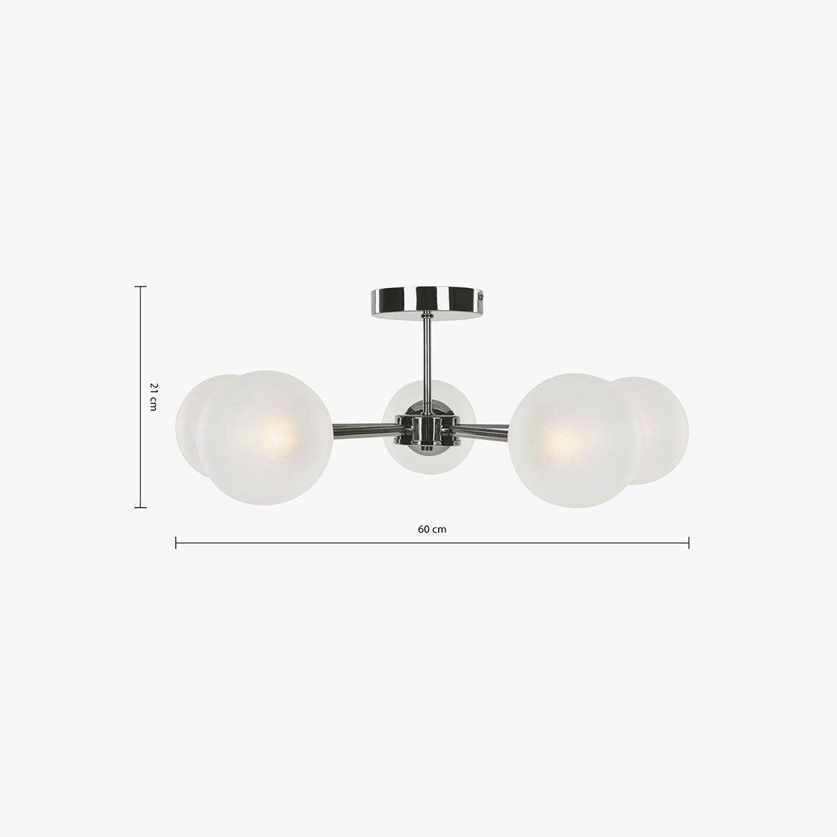 MADE Globe Chrome Flush Ceiling Light with Frosted Glass Lamp Shades