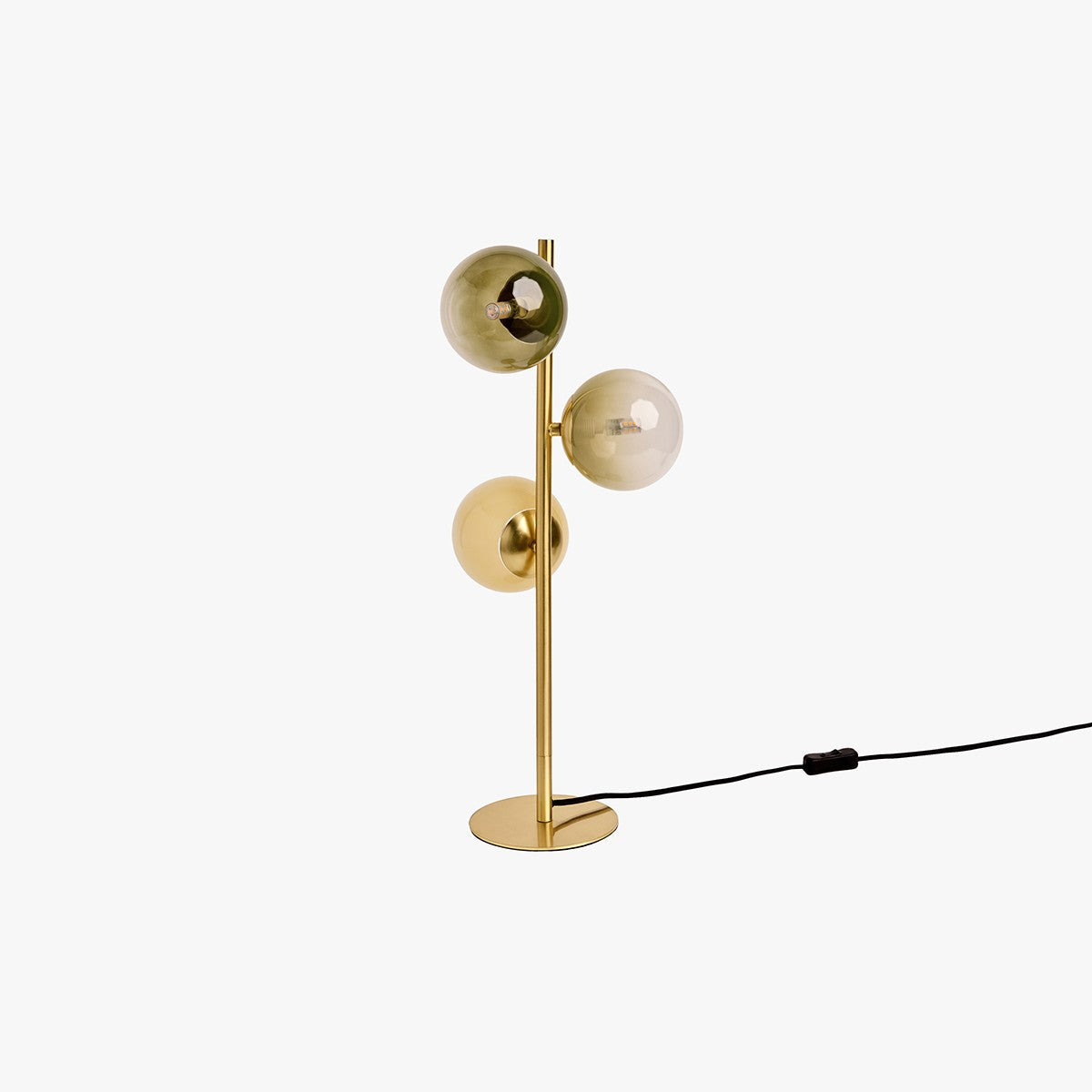 MADE Globe Green Glass Table Lamp in Brushed Brass with Buttermilk Ombre Glass
