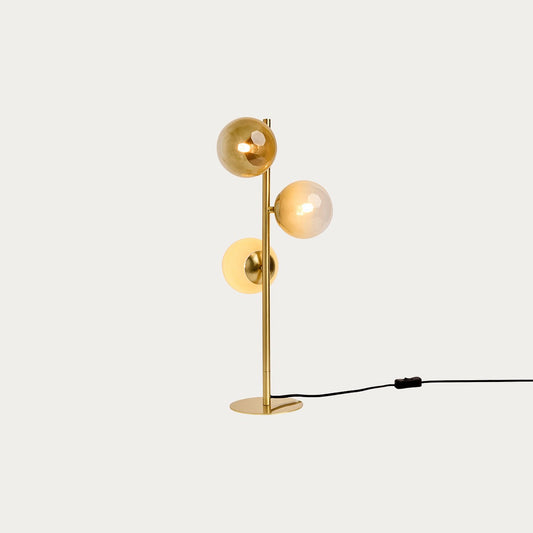 MADE Globe Green Glass Table Lamp in Brushed Brass with Buttermilk Ombre Glass