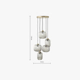 MADE Briz Giant Ceiling Light in Cluster with Antique Brass and Ribbed Grey Glass