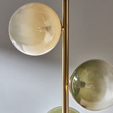 MADE Globe Mid Century Floor Lamp with Green Glass Lamp Shades and Antique Brass