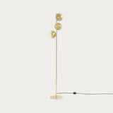 MADE Globe Mid Century Floor Lamp with Green Glass Lamp Shades and Antique Brass