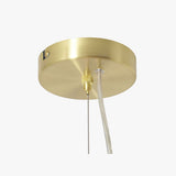 MADE Globe Mid Century Chandelier in Brushed Brass with Opal Glass Lamp Shades