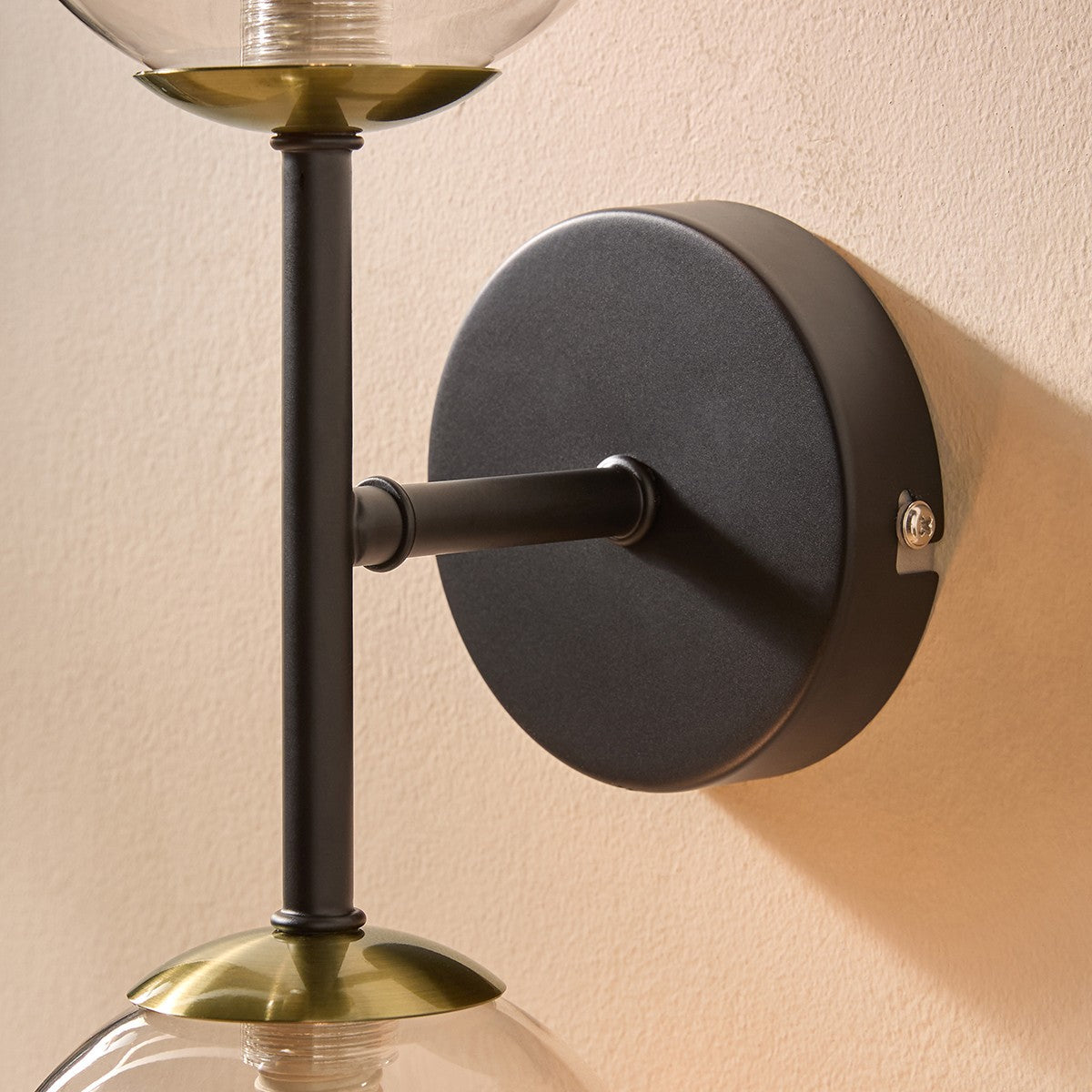 MADE Globe Industrial Wall Light in Matt Black with Glass Lamp Shades