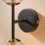 MADE Globe Industrial Wall Light in Matt Black with Glass Lamp Shades