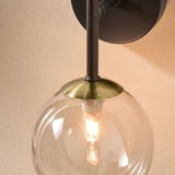 MADE Globe Industrial Wall Light in Matt Black with Glass Lamp Shades