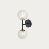 MADE Globe Industrial Wall Light in Matt Black with Glass Lamp Shades