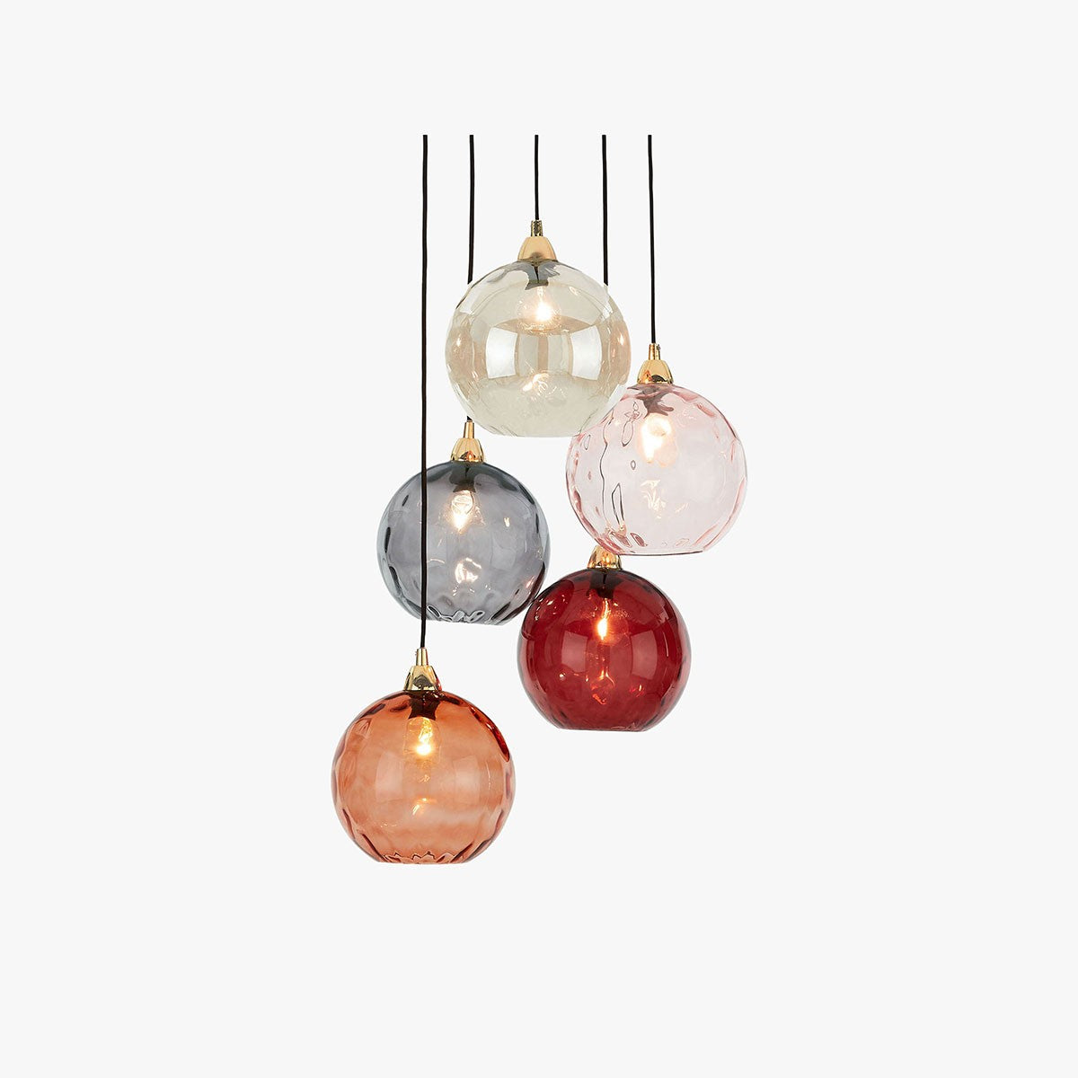 Polished Brass & Pink Toned Glass