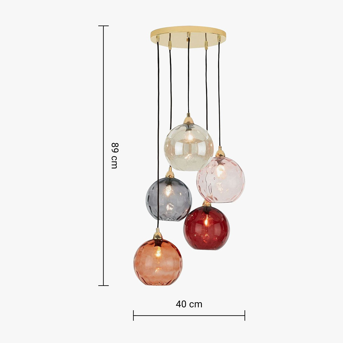 Polished Brass & Pink Toned Glass