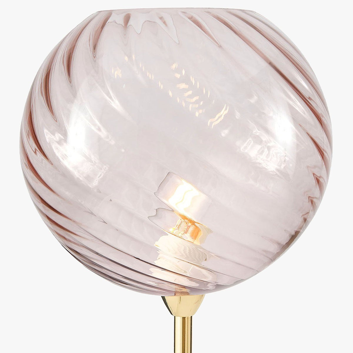 Polished Brass & Pink Glass