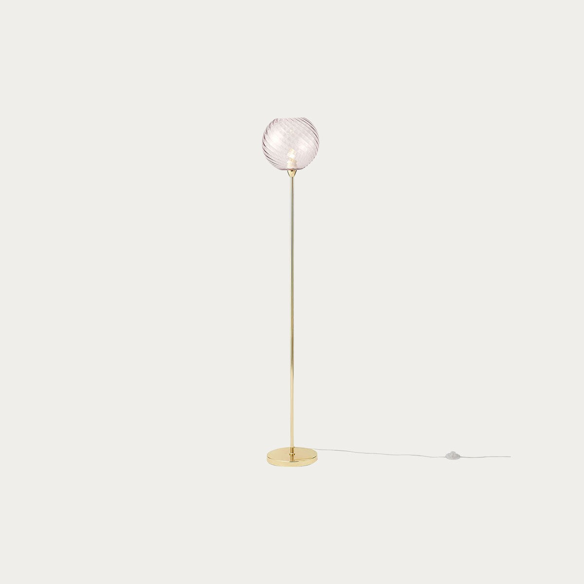 Polished Brass & Pink Glass