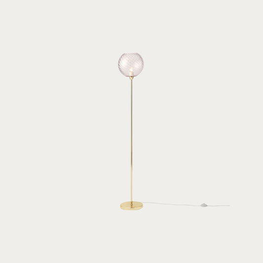 Polished Brass & Pink Glass