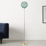 Polished Brass & Blue Glass