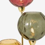 Polished Brass & Green/Red Toned Glass