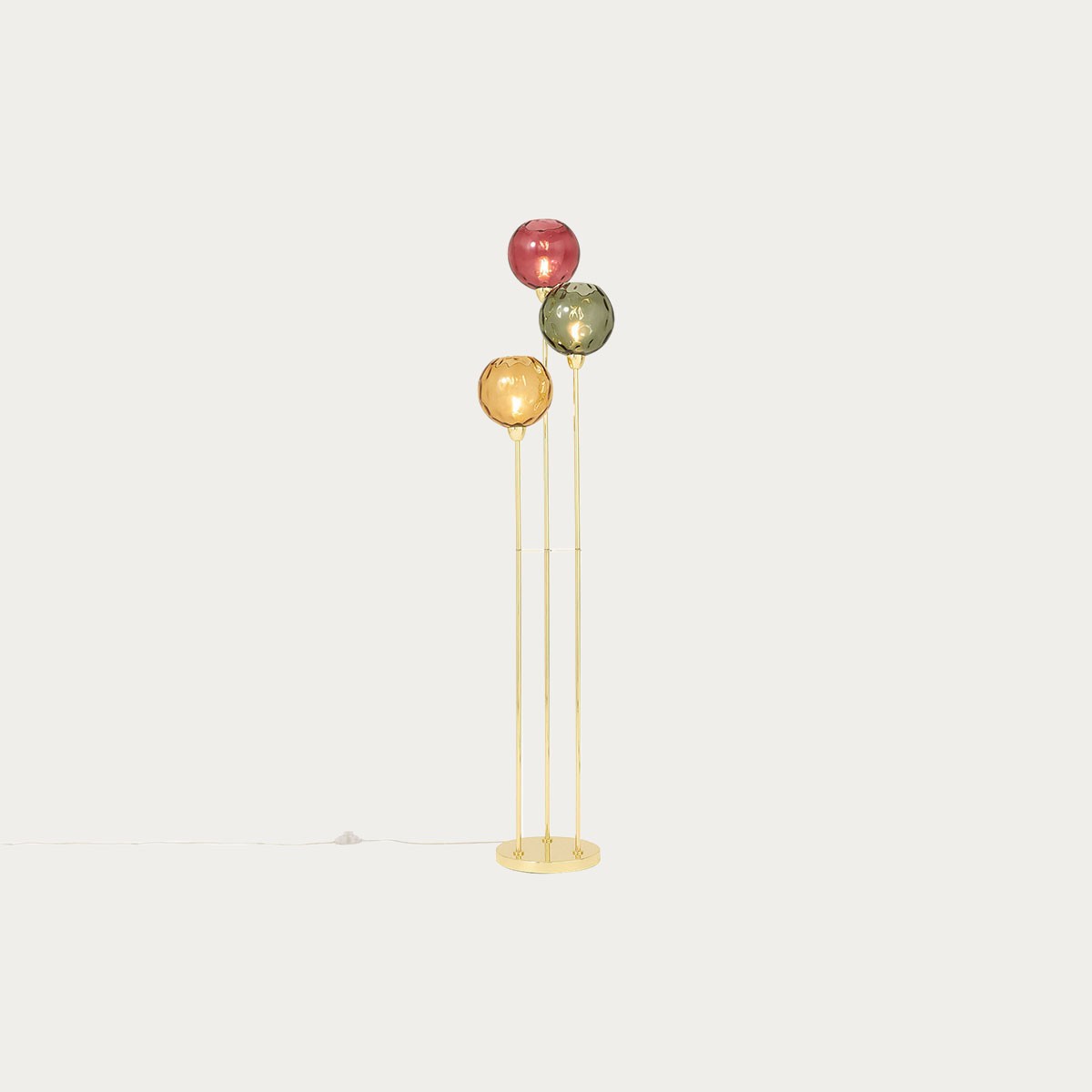 Polished Brass & Green/Red Toned Glass