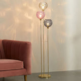 Polished Brass & Light Pink Glass