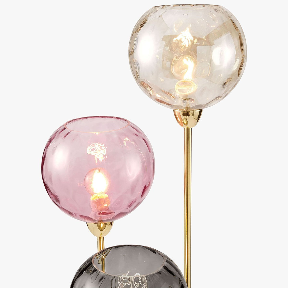 Polished Brass & Light Pink Glass
