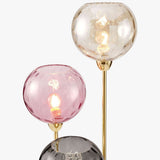 Polished Brass & Light Pink Glass