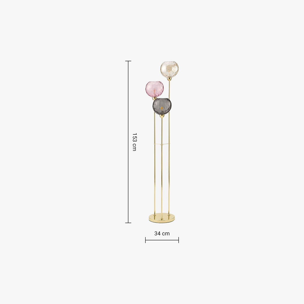 Polished Brass & Light Pink Glass