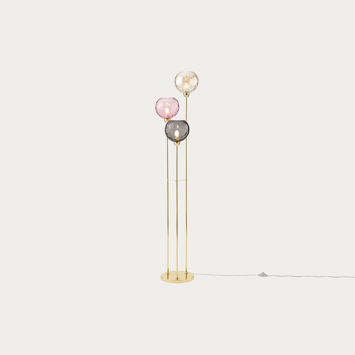 Polished Brass & Light Pink Glass