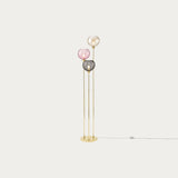 Polished Brass & Light Pink Glass