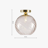 MADE Ilaria Flush Modern Ceiling Light in Polished Brass and Pink Glass