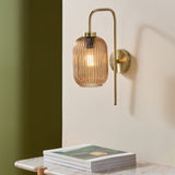 Antique Brass Plate & Amber Glass