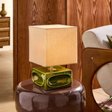 Green Reactive Glaze & Natural Faux Linen