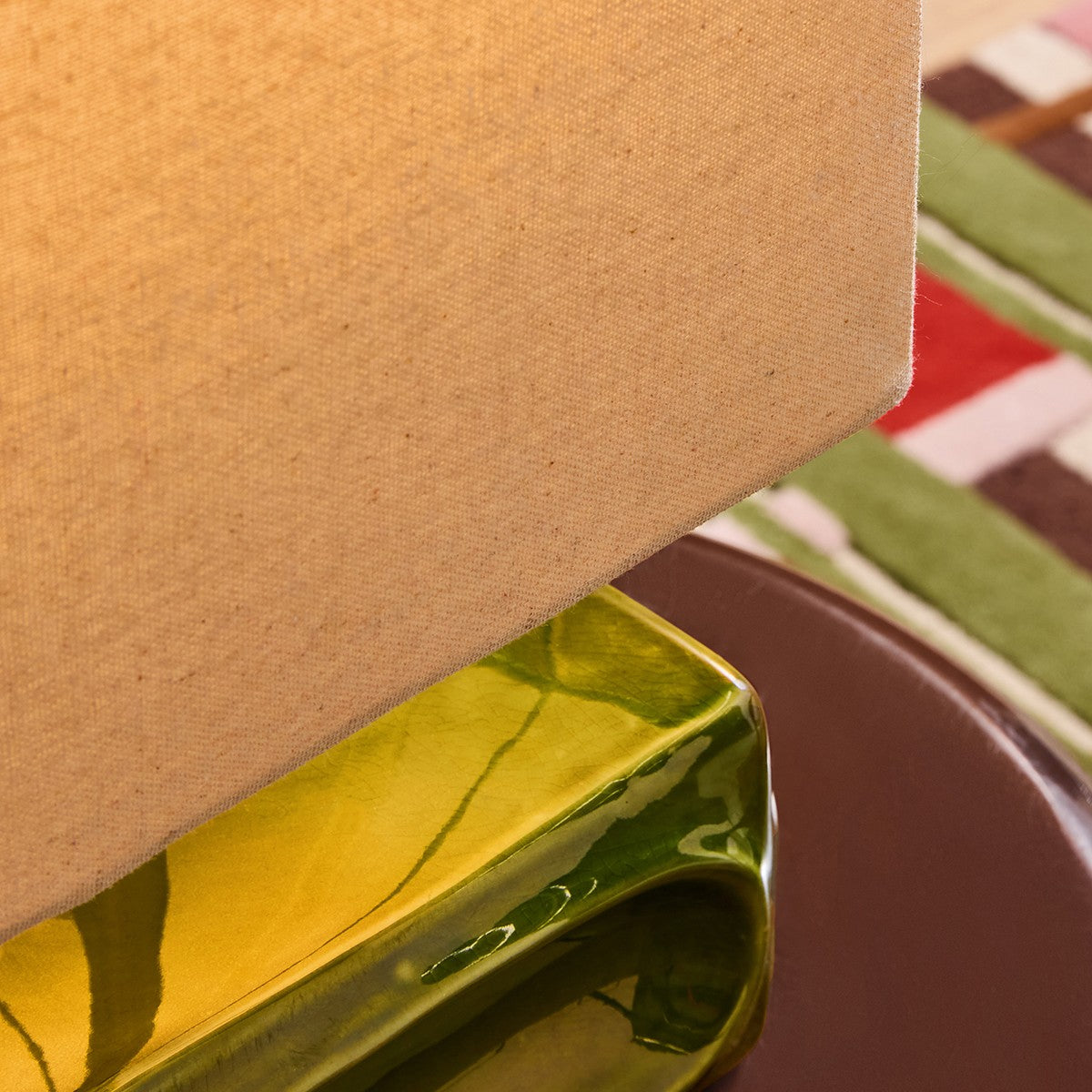 Green Reactive Glaze & Natural Faux Linen