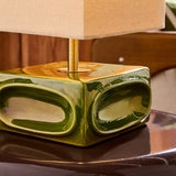 Green Reactive Glaze & Natural Faux Linen