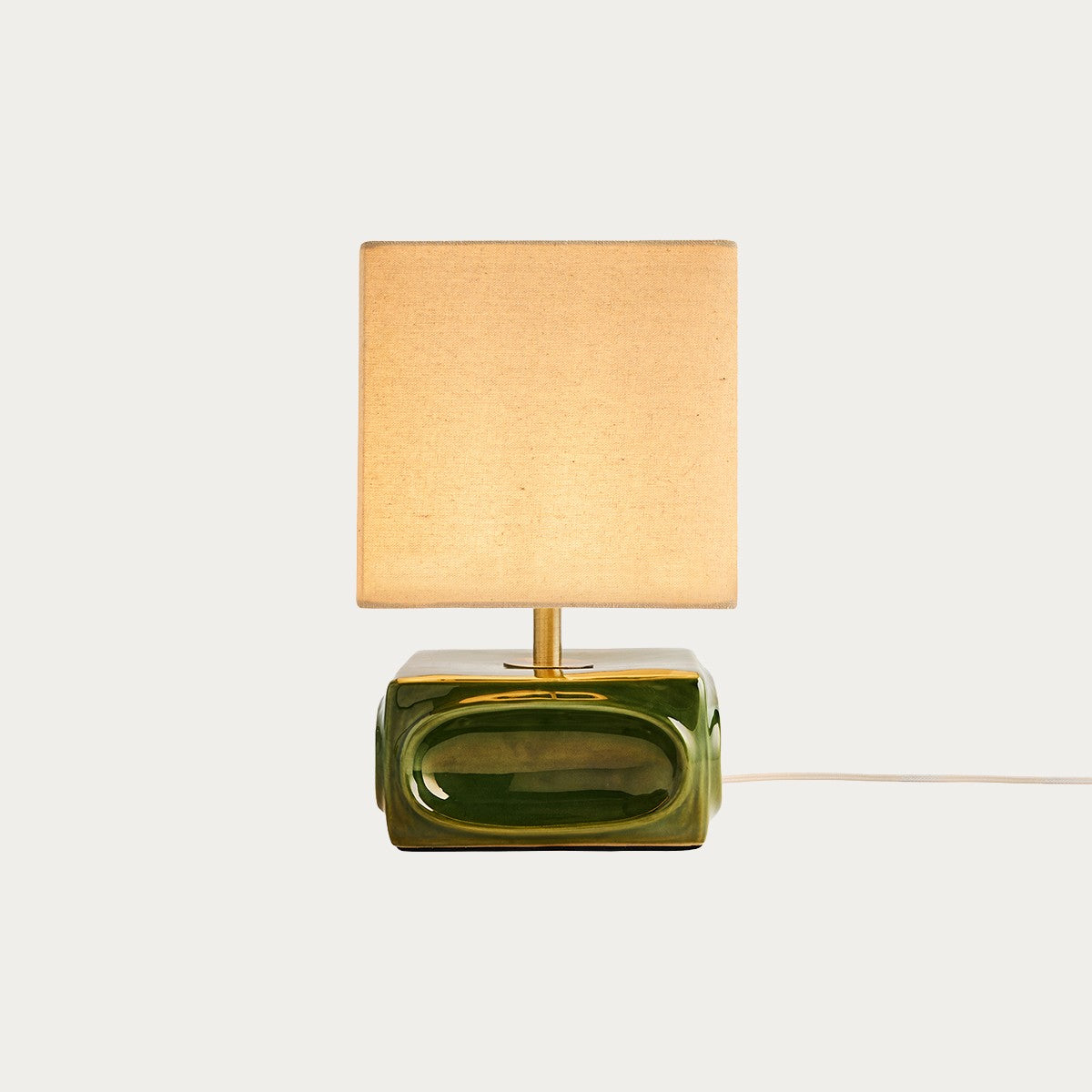 Green Reactive Glaze & Natural Faux Linen