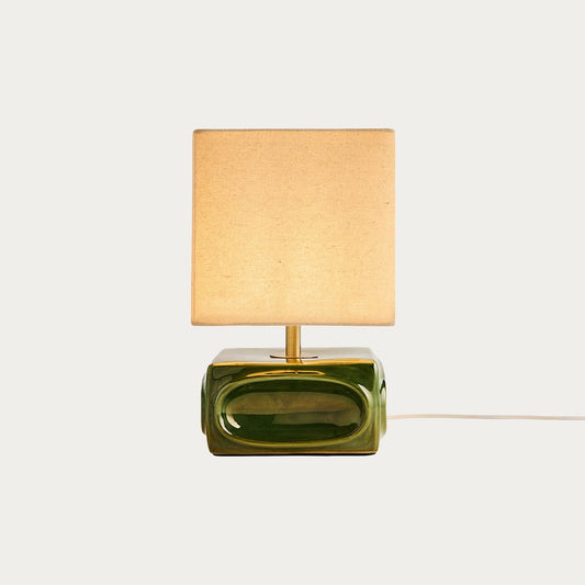 Green Reactive Glaze & Natural Faux Linen