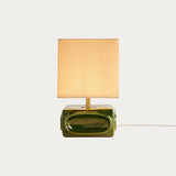 Green Reactive Glaze & Natural Faux Linen