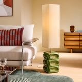 Green Reactive Glaze & Natural Faux Linen