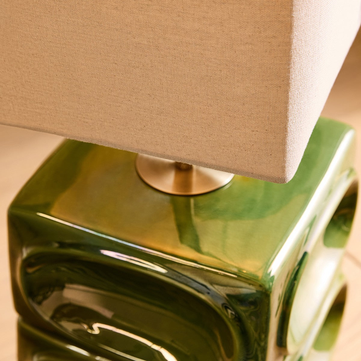 Green Reactive Glaze & Natural Faux Linen