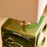 Green Reactive Glaze & Natural Faux Linen