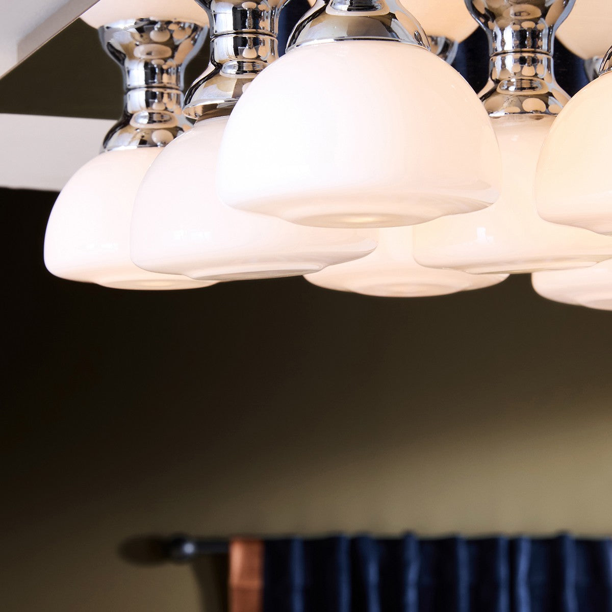 MADE Monroe Retro Ceiling Light in Chrome Plate with Gloss Opal Glass