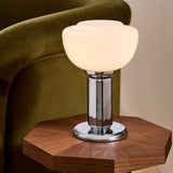 MADE Monroe Art Deco Table Lamp in Chrome Plate with Gloss Opal Glass