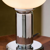 MADE Monroe Art Deco Table Lamp in Chrome Plate with Gloss Opal Glass