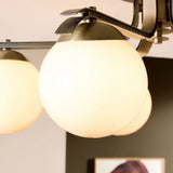 MADE Palla Antique Brass Ceiling Light with Cream Milk Glass Shades