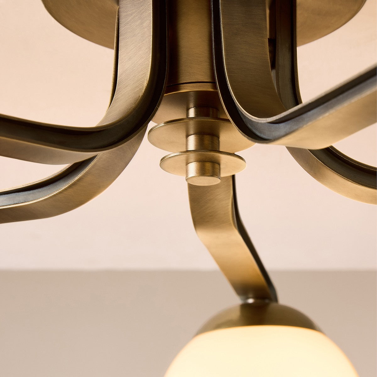 MADE Palla Antique Brass Ceiling Light with Cream Milk Glass Shades