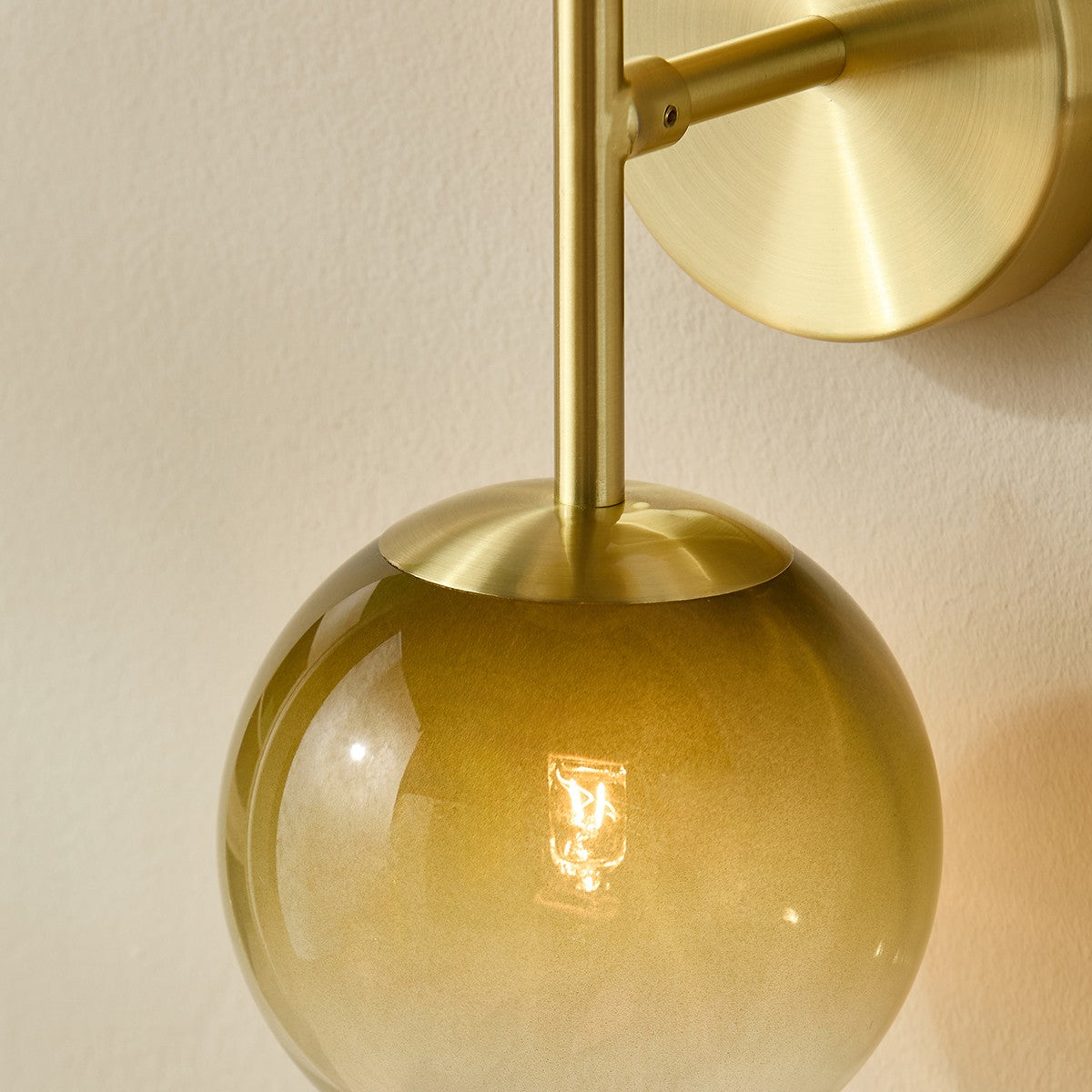MADE Globe Vintage Wall Light in Brushed Brass with Green Ombre Glass Shades
