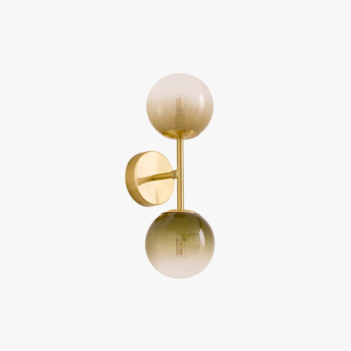 MADE Globe Vintage Wall Light in Brushed Brass with Green Ombre Glass Shades