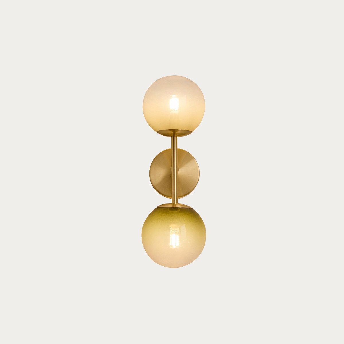 MADE Globe Vintage Wall Light in Brushed Brass with Green Ombre Glass Shades