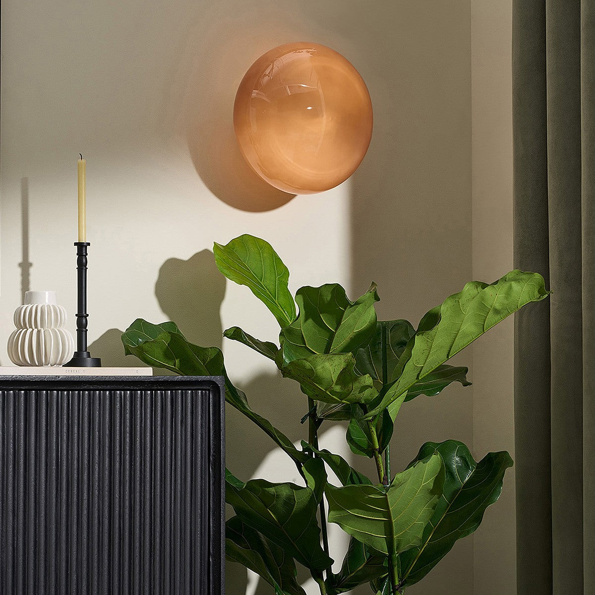 MADE Adrianne Pink Glass Wall Lamp in Polished Brass