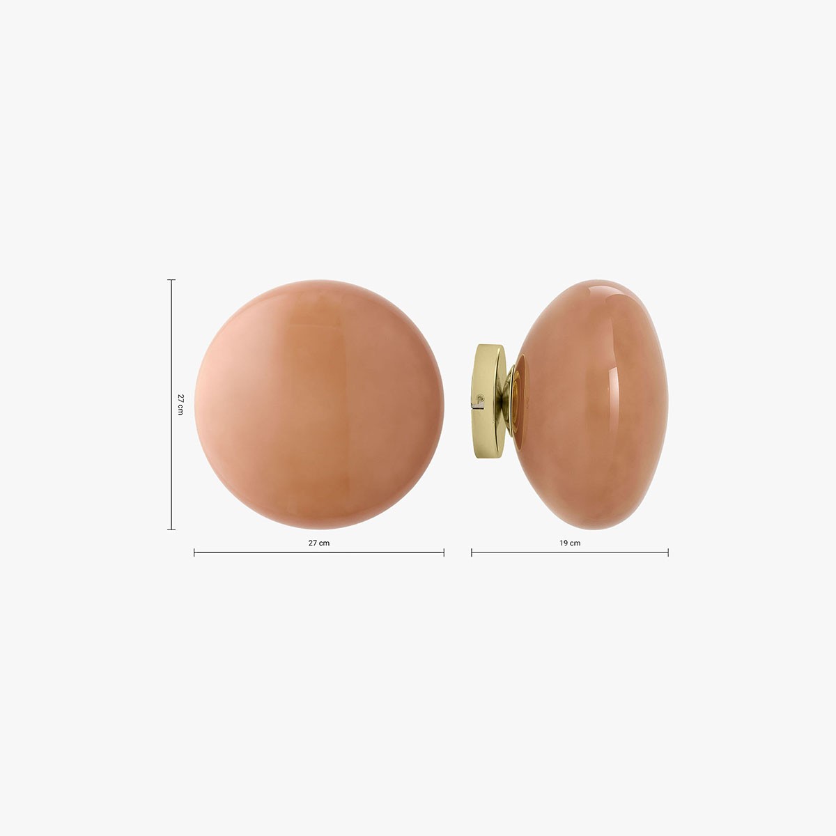 MADE Adrianne Pink Glass Wall Lamp in Polished Brass