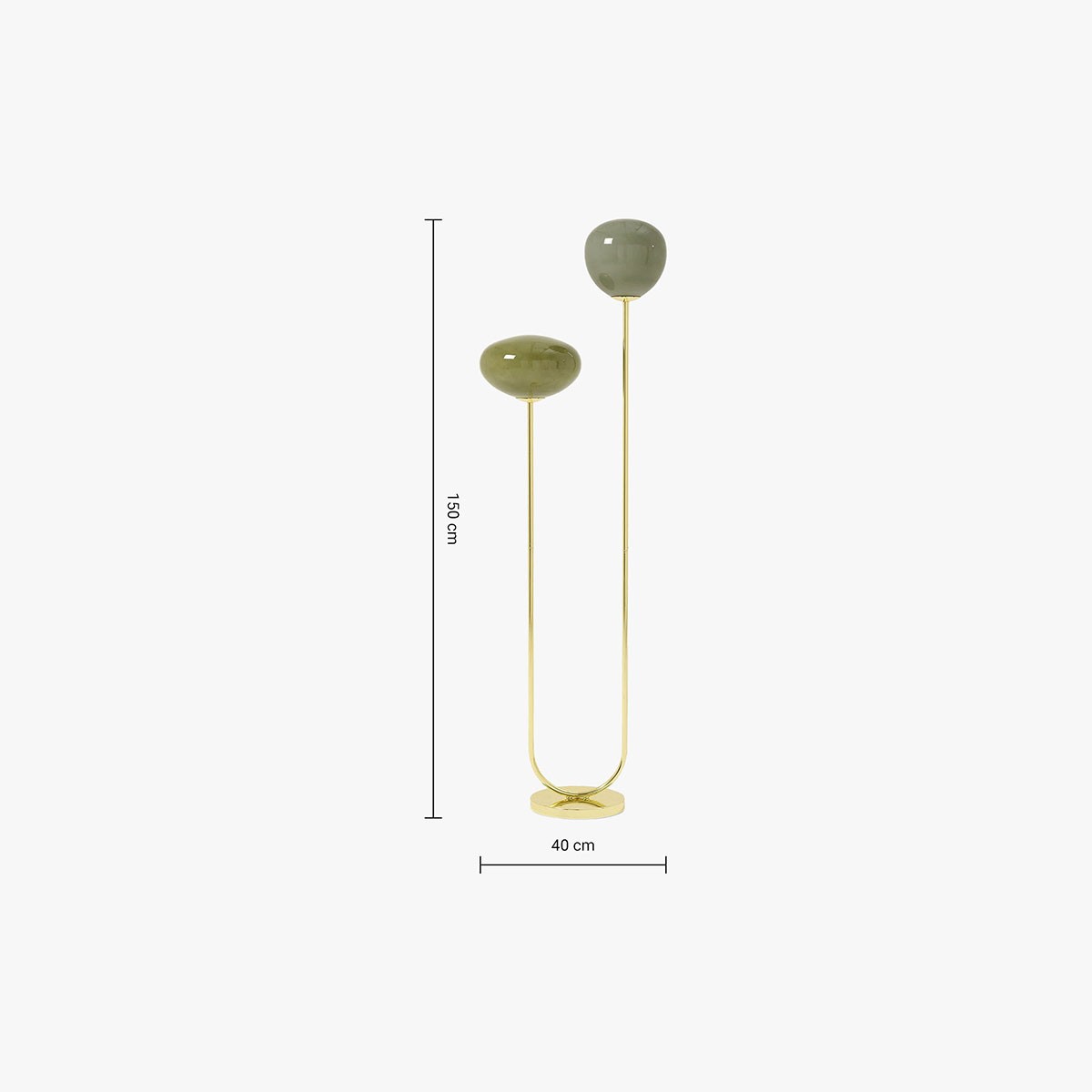 MADE Adrianne Modern Floor Lamp with Green Toned Glass and Polished Brass