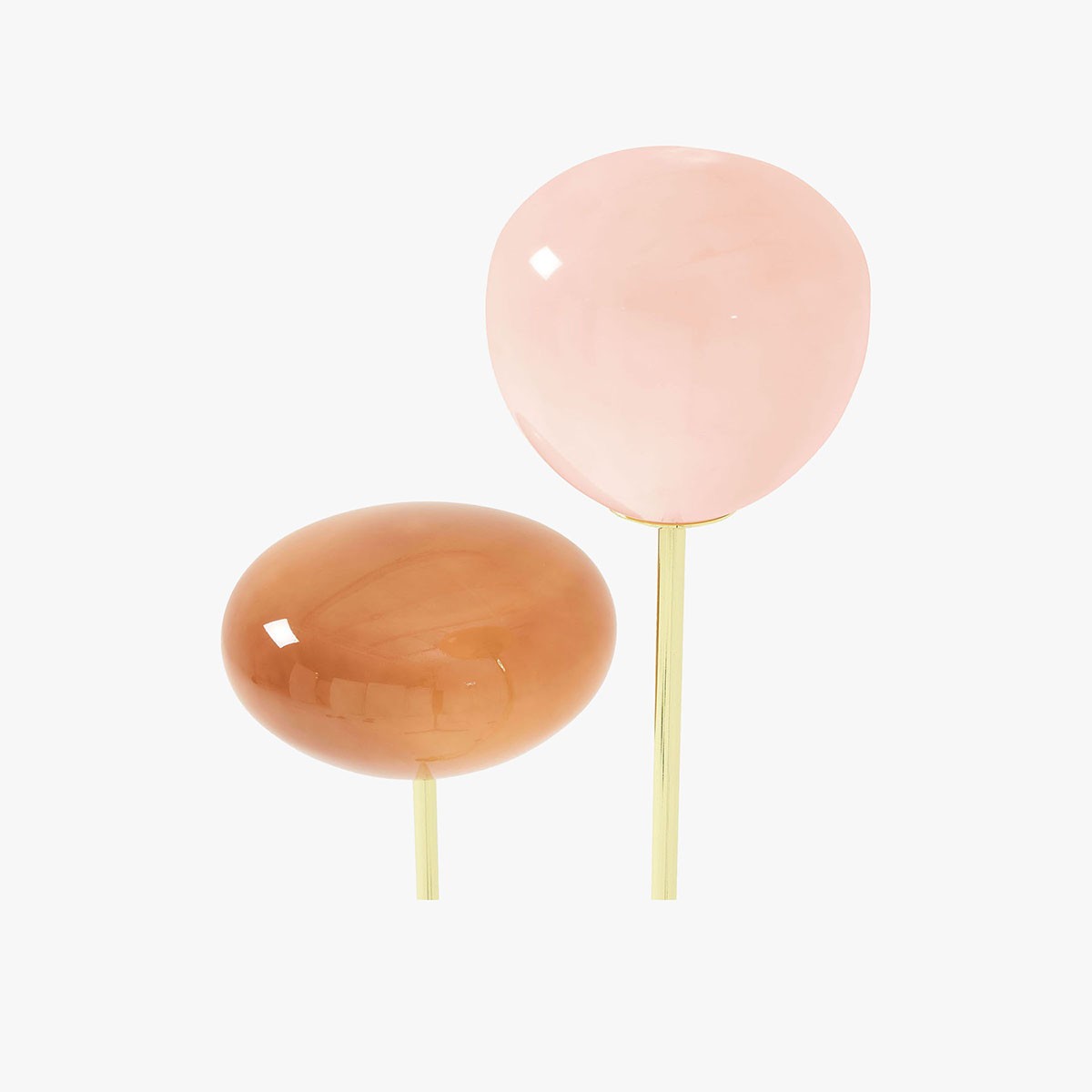 MADE Adrianne Modern Floor Lamp with Pink Toned Glass and Polished Brass