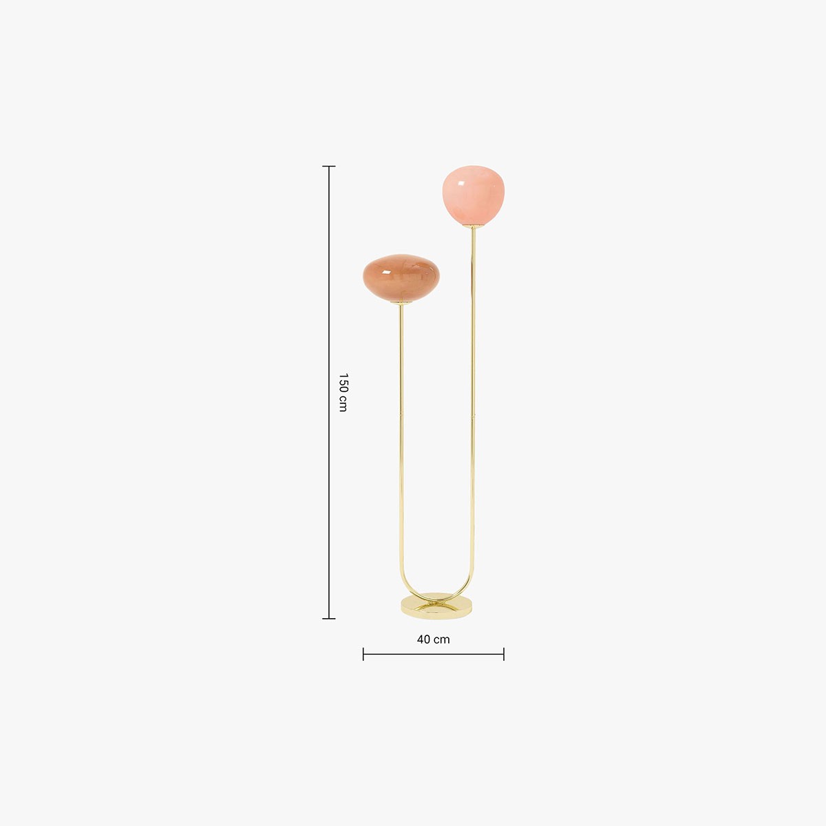 MADE Adrianne Modern Floor Lamp with Pink Toned Glass and Polished Brass